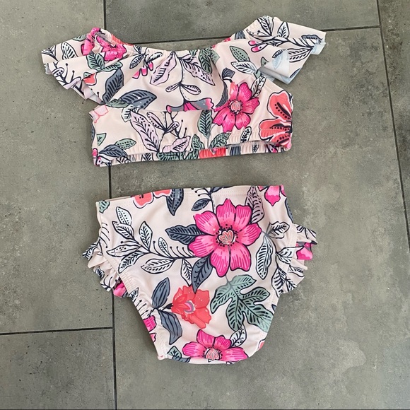 NEW old navy floral bikini with ruffle trim size 6-12 months - Picture 2 of 3